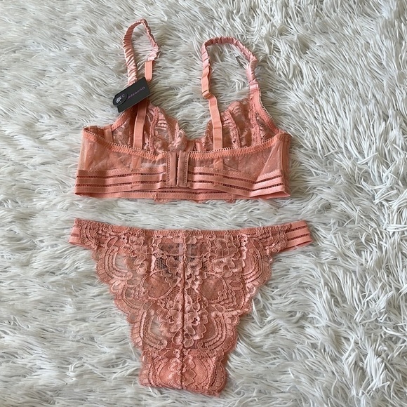 Guoeappa Women's Sexy Soft Lace Lingerie Floral Underwire Sheer pink size Small - Picture 9 of 12